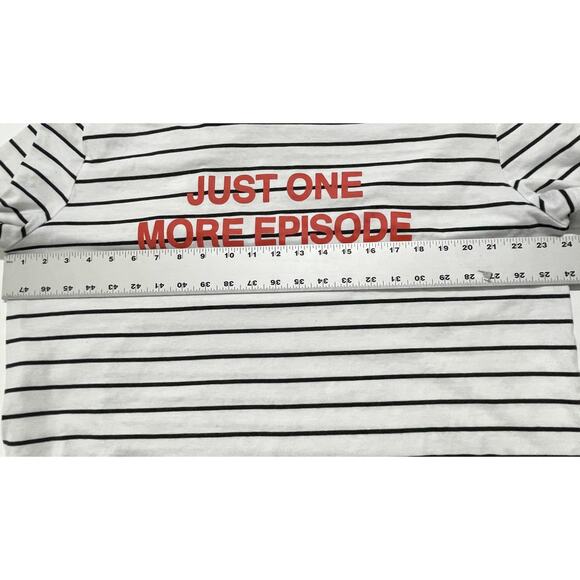 Mighty Fine Top Women Plus 3X Black White Striped Just One More Episode STAINS - Picture 6 of 6